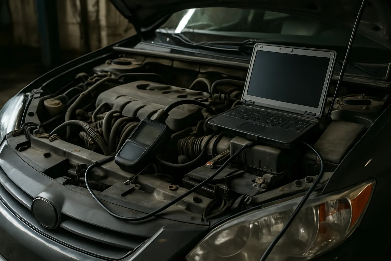 Engine diagnostics scan in progress