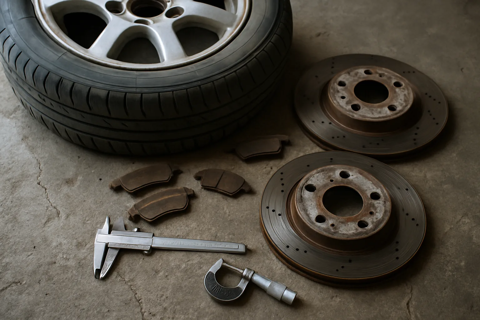 Brake components and rotors ready for service